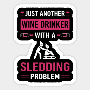 Wine Drinker Sledding Sledging Sleighing Sticker